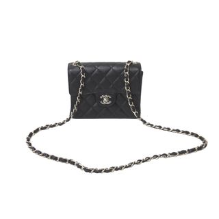 シャネル(CHANEL)の極美品 CHANEL シャネル ミニマトラッセ チェーンショルダーバッグ ココマーク 6番台 キャビアスキン ブラック シルバー 中古 62420(ハンドバッグ)