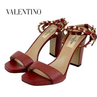 ヴァレンティノ(VALENTINO)のヴァレンティノ VALENTINO サンダル 靴 シューズ レザー ワインレッド ロックスタッズ(サンダル)