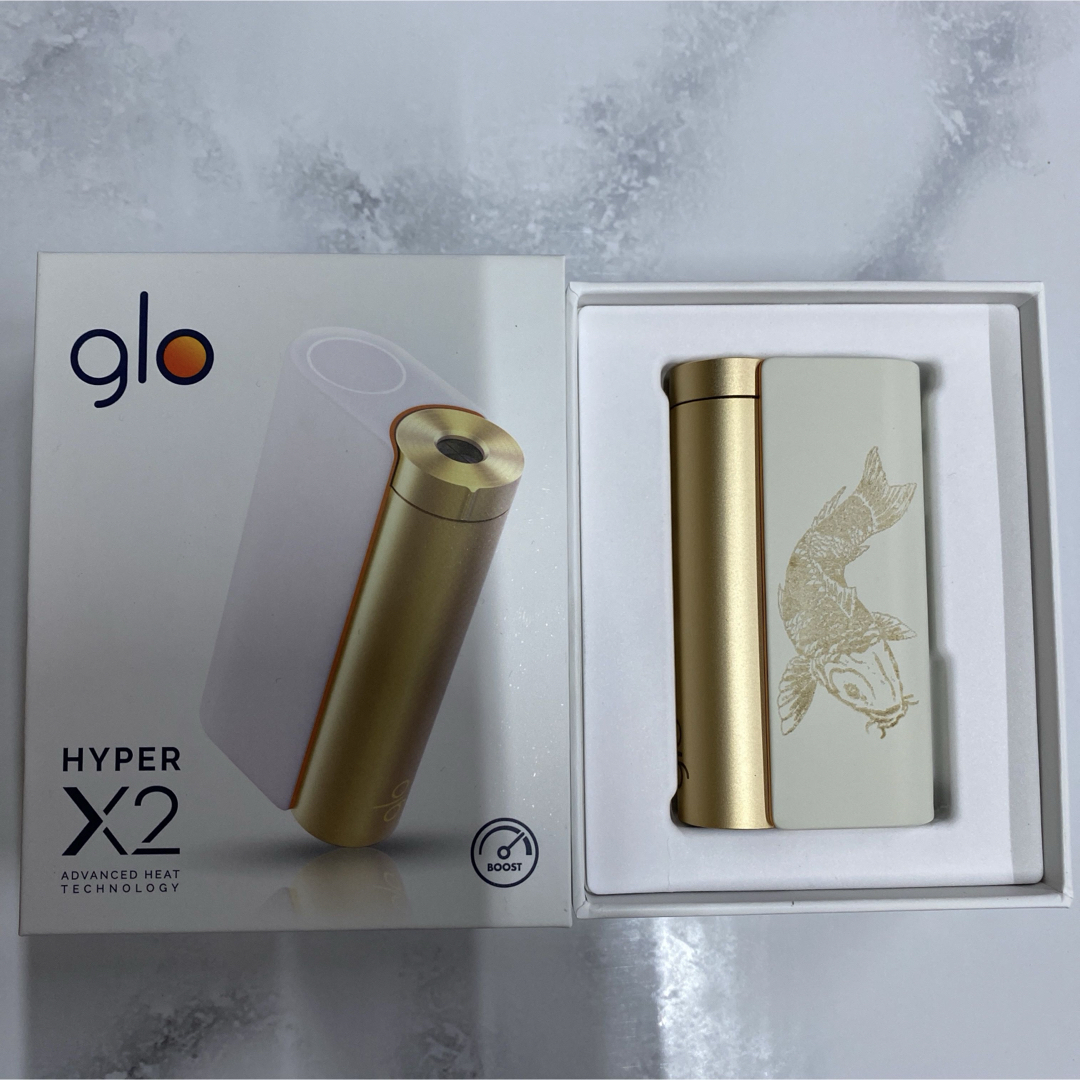 glo(グロー)の錦鯉 レーザー加工 glo hyper X2 グローハイパー 本体 和柄 白金 メンズのファッション小物(タバコグッズ)の商品写真