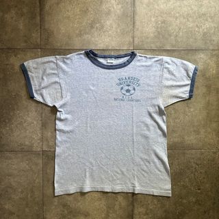 チャンピオン(Champion)の70s チャンピオン リンガーtシャツ USA製 L 霜降りブルー 染み込み(Tシャツ/カットソー(半袖/袖なし))