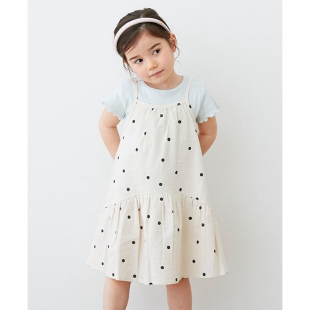 petit main(プティマイン)のpetit main ドットワンピース Tシャツ セット 90cm キッズ/ベビー/マタニティのキッズ服女の子用(90cm~)(ワンピース)の商品写真