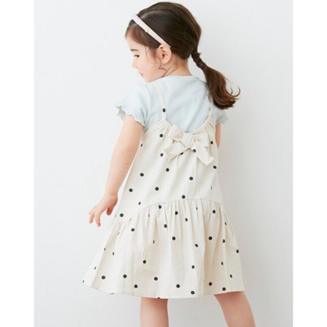 petit main(プティマイン)のpetit main ドットワンピース Tシャツ セット 90cm キッズ/ベビー/マタニティのキッズ服女の子用(90cm~)(ワンピース)の商品写真