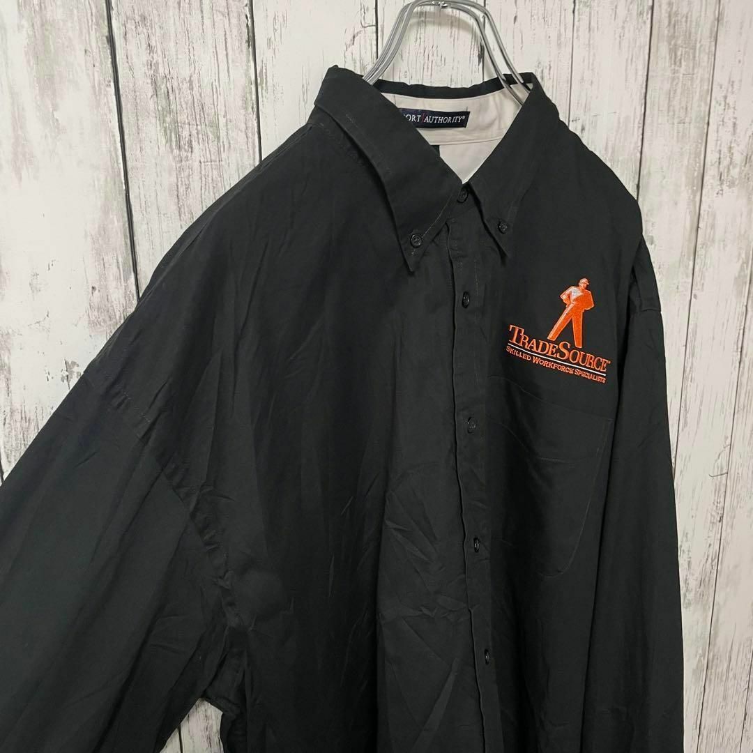 Port(ポート)のPORT USA古着 ビッグサイズ ワークシャツ 長袖シャツ 黒 刺繍 2XL メンズのトップス(シャツ)の商品写真