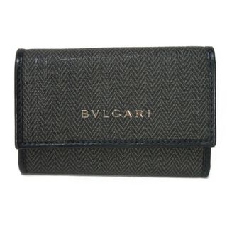 ブルガリ(BVLGARI)のBVLGARI ブルガリ ウィークエンド キーホルダー スモール ヘリンボーン スナップボタン グレー ブラック 6連 ロゴ メタル キーケース 32583(キーケース)