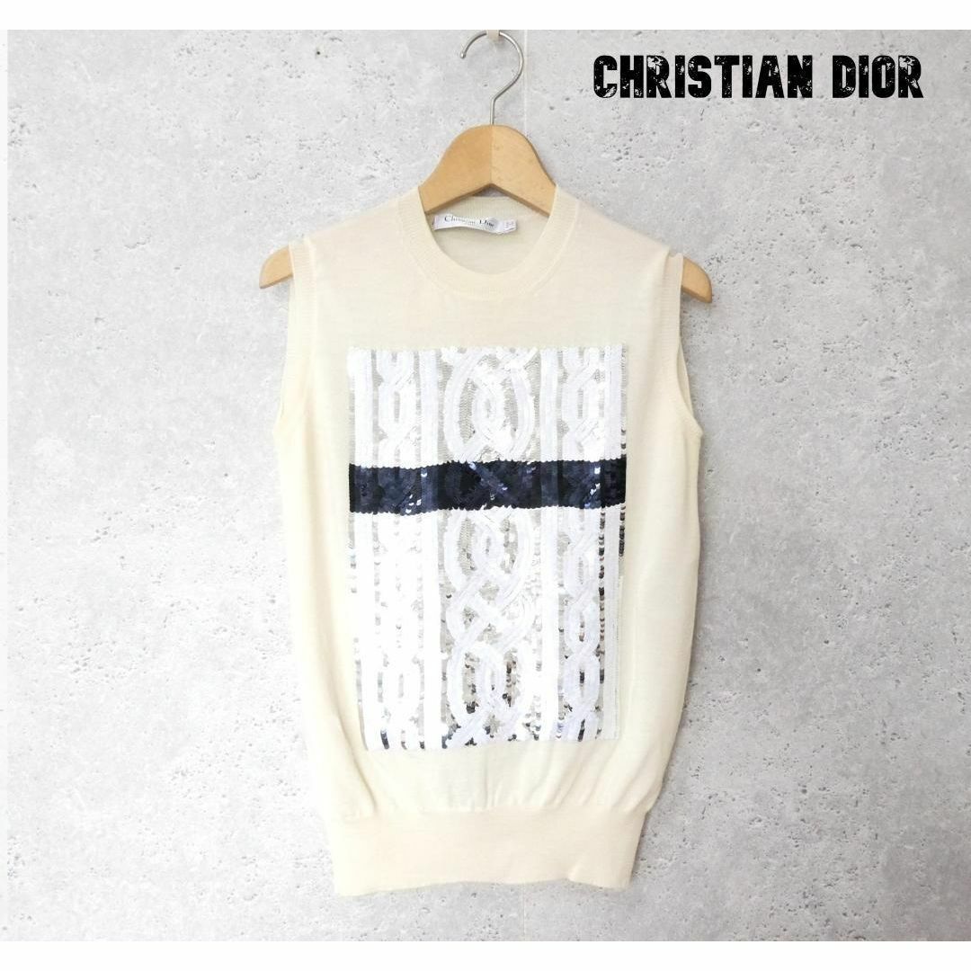 Christian Dior(クリスチャンディオール)の美品 Christian Dior スパンコール ノースリーブ ニット セーター レディースのトップス(ニット/セーター)の商品写真