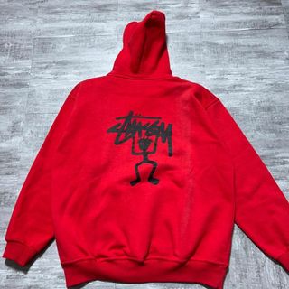 ステューシー(STUSSY)のUSA製 OLD STUSSY ステューシー シャドーマン パーカー L 赤(パーカー)