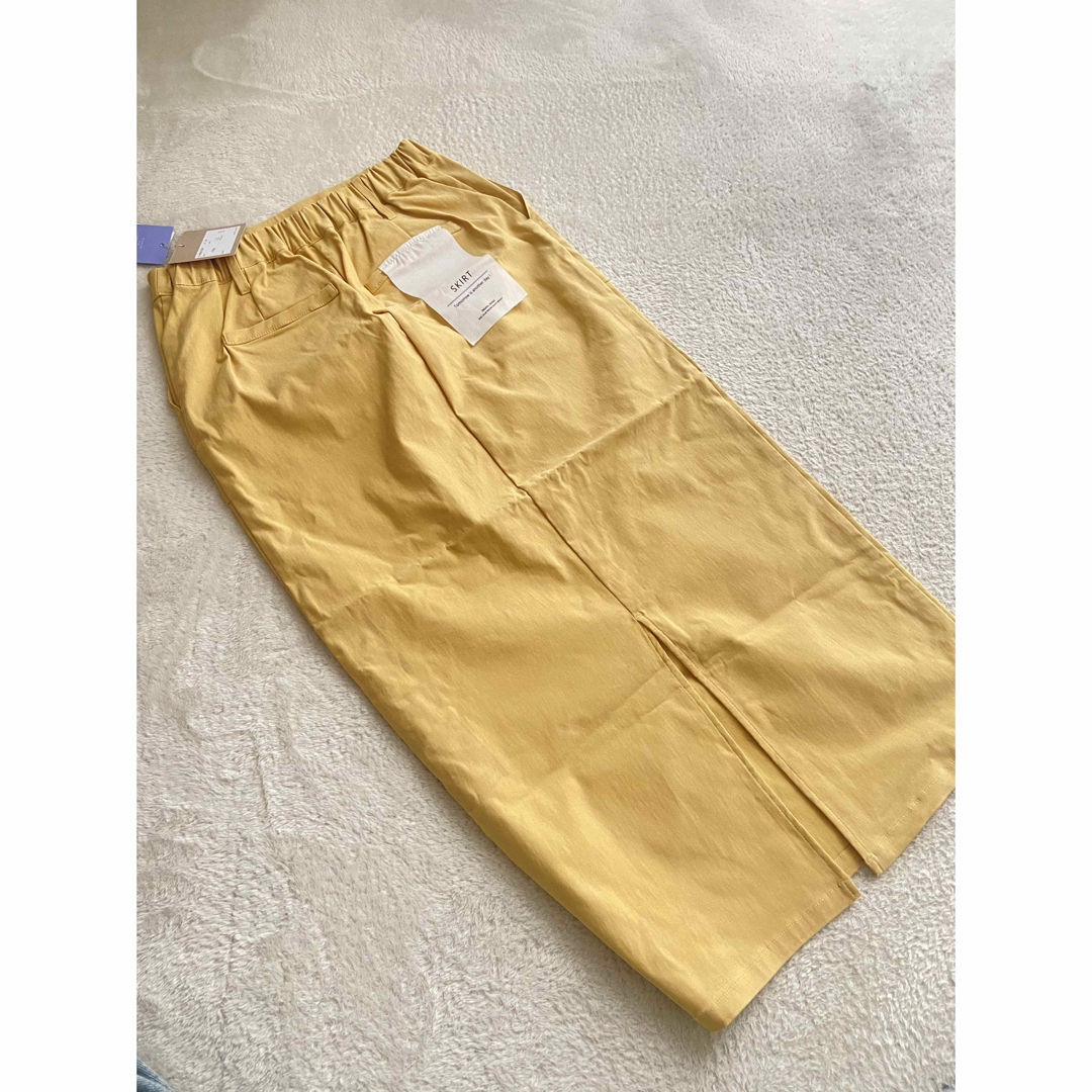 ロングスカート　イエロー　体型カバー　M レディースのスカート(ロングスカート)の商品写真