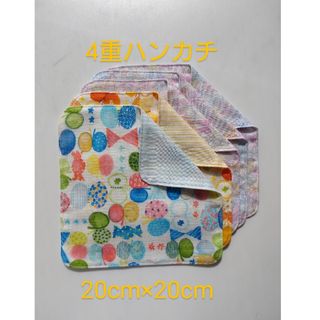 4重大きめハンカチ５枚セット(リボン)(外出用品)