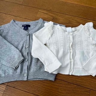 ベビーギャップ(babyGAP)のbaiya70ベビーギャップカーディガンまとめ売り女の子白グレーシンプルフリル(カーディガン/ボレロ)