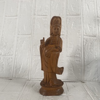 仏像 観音様 木彫 木製 飾り物 置物 オブジェインテリア(置物)