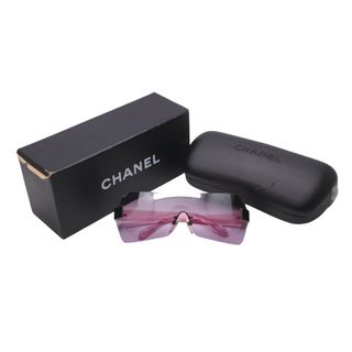 シャネル(CHANEL)の極美品 CHANEL シャネル ワンフレーム サングラス ココマーク 125 ピンク シルバー金具 中古 62445(サングラス/メガネ)