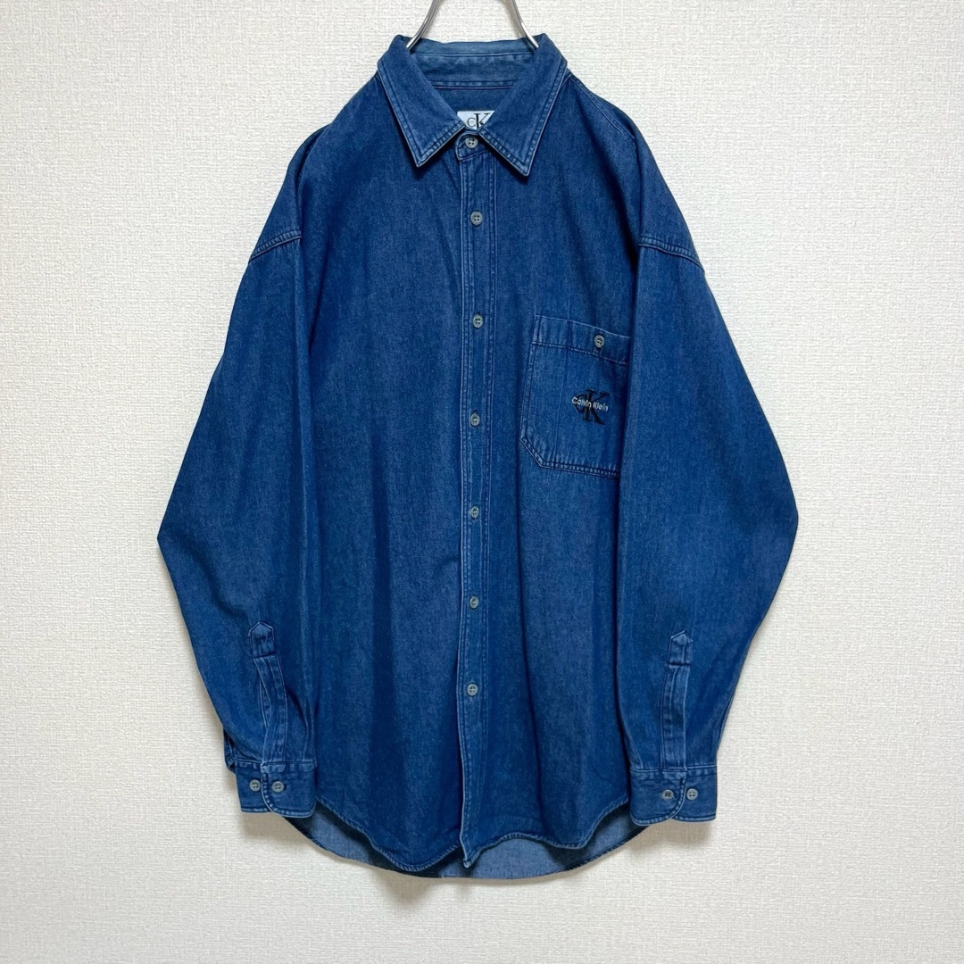 Calvin Klein(カルバンクライン)のCalvin Klein カルバンクライン デニムシャツ 長袖 胸元ロゴ刺繍 L メンズのトップス(シャツ)の商品写真