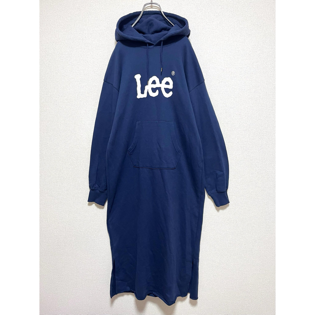 Lee(リー)のLee リー ロングパーカーワンピース でかロゴ ネイビー M レディースのトップス(パーカー)の商品写真