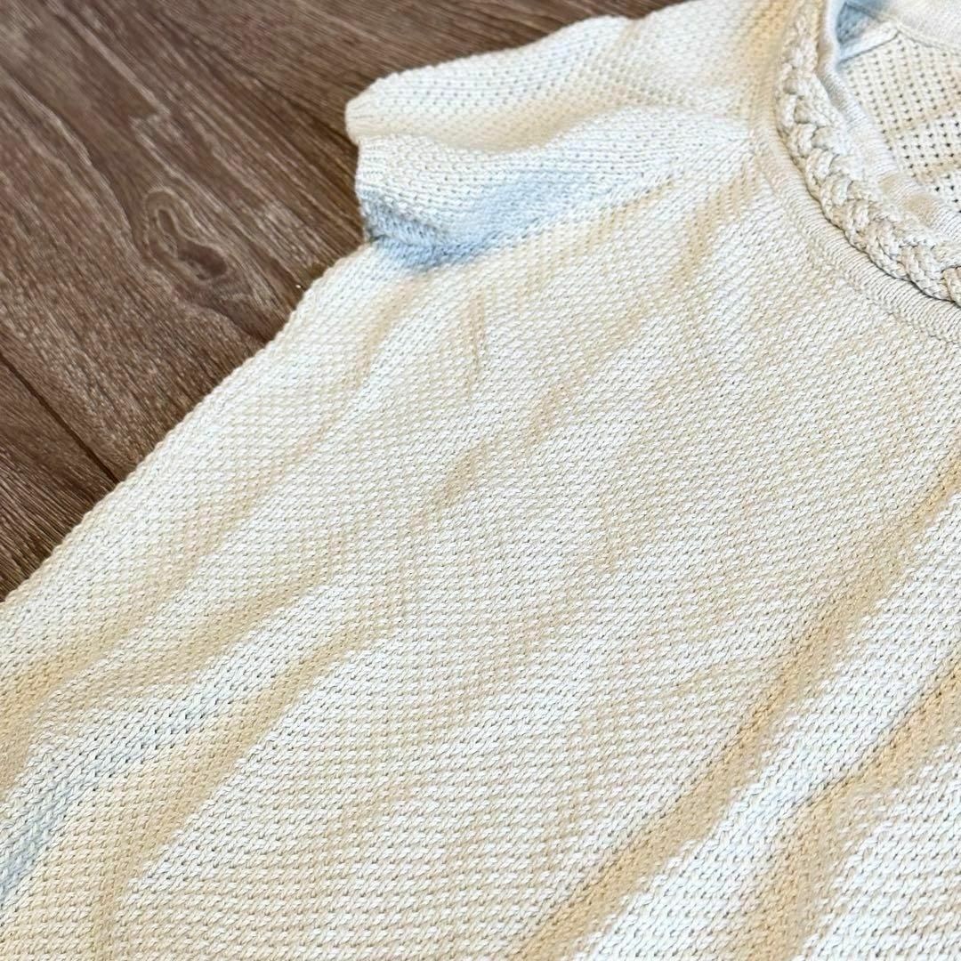 Max Mara(マックスマーラ)のマックスマーラ　白タグ　半袖ニット　セーター　ケーブルデザイン　ベージュ　M レディースのトップス(ニット/セーター)の商品写真