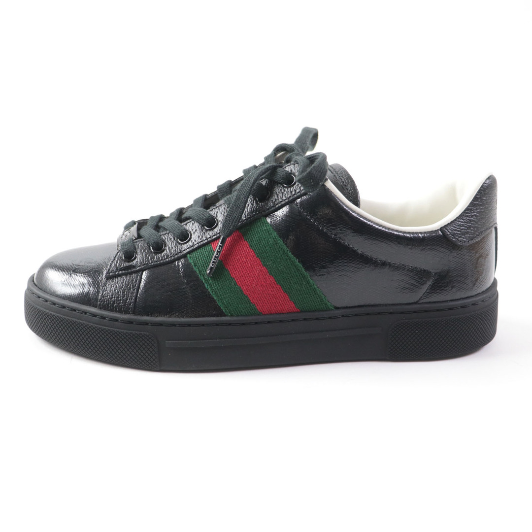 Gucci(グッチ)の極美品★GUCCI グッチ 760774 ウェブ ストライプ ウィメンズ スニーカー エース レザー GGクリスタル ローカットスニーカー ブラック 35 箱・保存袋付き イタリア製 レディース 定価115,500円 メンズの靴/シューズ(スニーカー)の商品写真