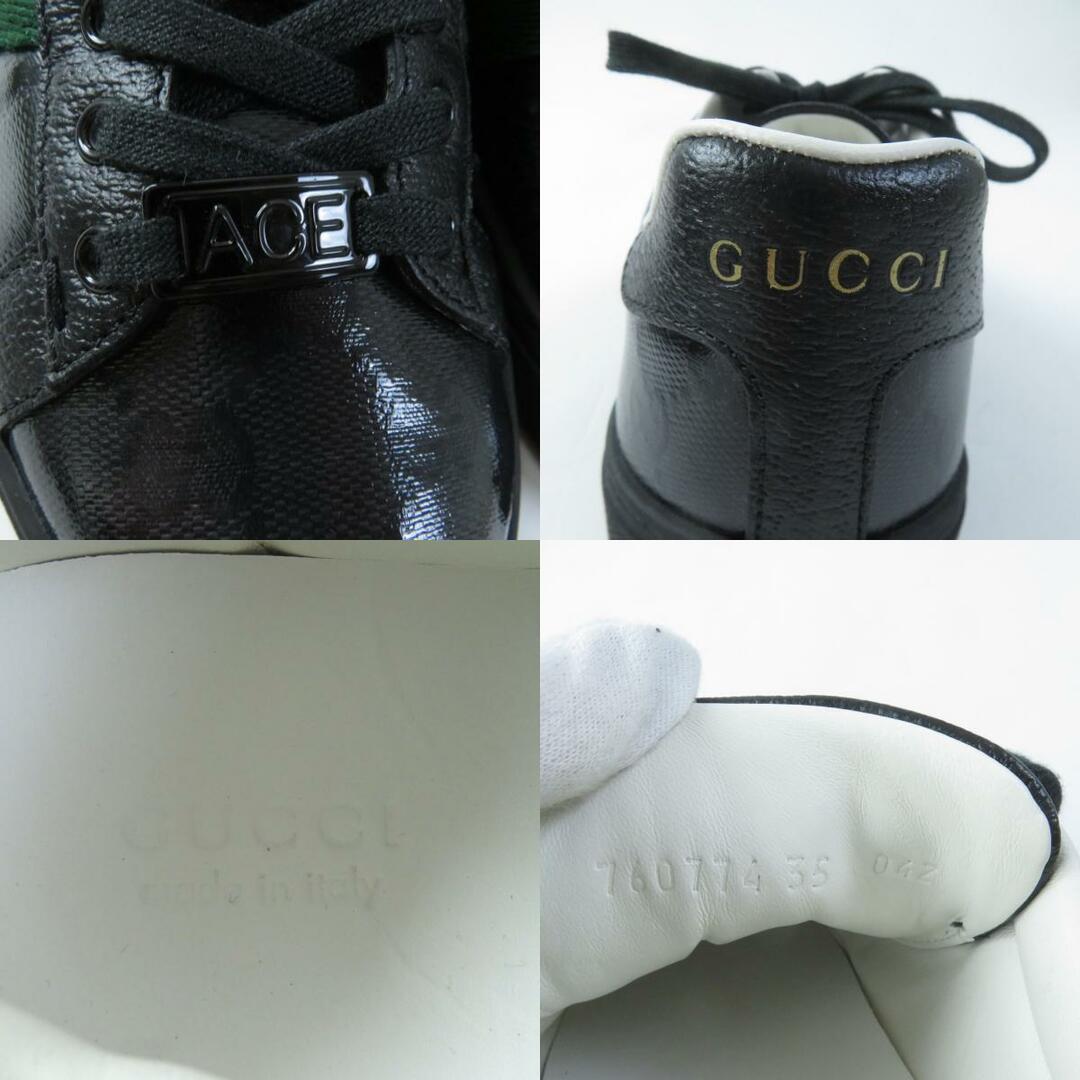 Gucci(グッチ)の極美品★GUCCI グッチ 760774 ウェブ ストライプ ウィメンズ スニーカー エース レザー GGクリスタル ローカットスニーカー ブラック 35 箱・保存袋付き イタリア製 レディース 定価115,500円 メンズの靴/シューズ(スニーカー)の商品写真