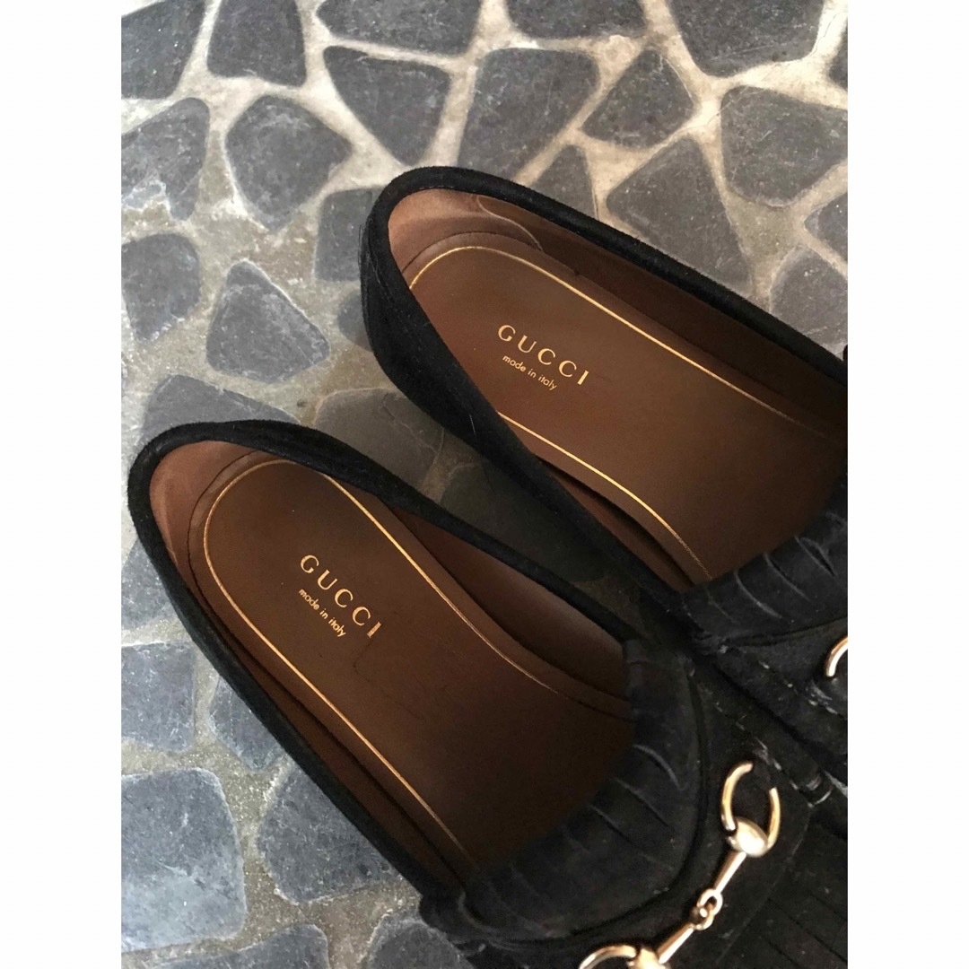 Gucci(グッチ)の美品 グッチ GUCCI ホースビットフリンジ付きローファー 37.5 モカシン レディースの靴/シューズ(ローファー/革靴)の商品写真