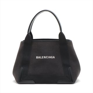 バレンシアガ(Balenciaga)のバレンシアガ ネイビーカバス キャンバス×レザー  ブラック ユニセックス(トートバッグ)