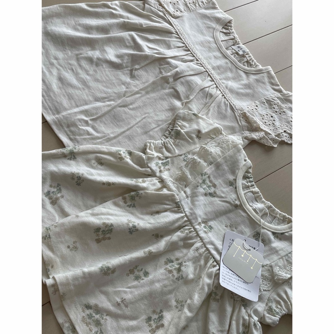 半袖　Tシャツ　チュニック　レース　90 キッズ/ベビー/マタニティのキッズ服女の子用(90cm~)(Tシャツ/カットソー)の商品写真