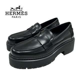 Hermes - エルメス HERMES ヒッチ ローファー 革靴 靴 シューズ レザー ブラック 黒