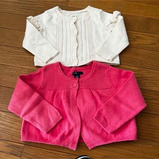 ベビーギャップ(babyGAP)のbaiya80カーディガンピンク白女の子ベビーギャップアウターまとめ売り長袖(カーディガン/ボレロ)