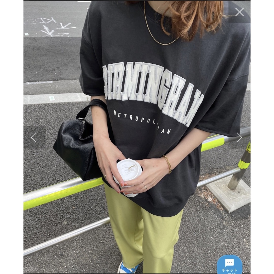 Discoat(ディスコート)のディスコート　カレッジロゴハーフスリーブミニ裏毛スウェット レディースのトップス(Tシャツ(半袖/袖なし))の商品写真