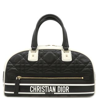 クリスチャンディオール(Christian Dior)のクリスチャン・ディオール Christian Dior 2WAYバッグ VIBE ミディアム ボーリングバッグ レザー ブラック×ホワイト ゴールド金具 黒 白 ショルダー 【中古】(ショルダーバッグ)