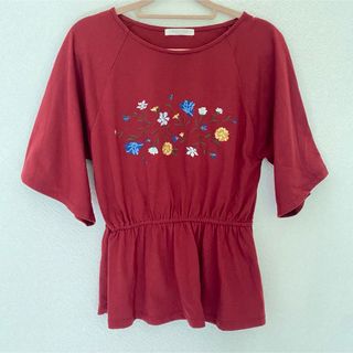 ショコラフィネローブ(chocol raffine robe)のchocol raffine robe フレア袖刺繍カットプルオーバー(カットソー(半袖/袖なし))