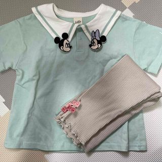 しまむら - Mickey Minnie 襟付きTシャツ　パンツセット