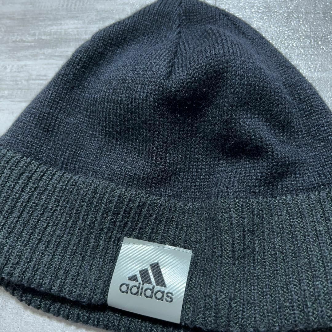 adidas(アディダス)の美品 00s アディダス Y2K ビーニー ニット帽 黒 ロゴ ブラック メンズの帽子(ニット帽/ビーニー)の商品写真