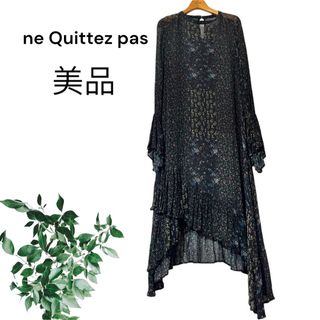 ヌキテパ(ne Quittez pas)のヌキテパ　花柄　シフォン　ロングワンピース　イレギュラーヘム　ティアードスカート(ロングワンピース/マキシワンピース)