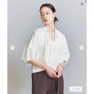 ビューティアンドユースユナイテッドアローズ(BEAUTY&YOUTH UNITED ARROWS)のbeauty&youth   麻コットンドビー Vネックチュニック(シャツ/ブラウス(長袖/七分))