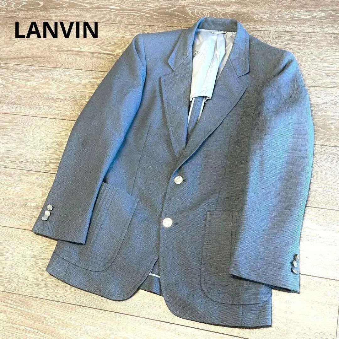 LANVIN(ランバン)のランバン　ウールモヘア　テーラードジャケット　ロゴ刺繍　ロゴ銀ボタン　ブルー系 メンズのジャケット/アウター(テーラードジャケット)の商品写真