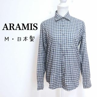 アラミス(Aramis)のアラミス　長袖チェック柄シャツ　コットン100% 日本製【M】総柄　カジュアル(Tシャツ/カットソー(七分/長袖))