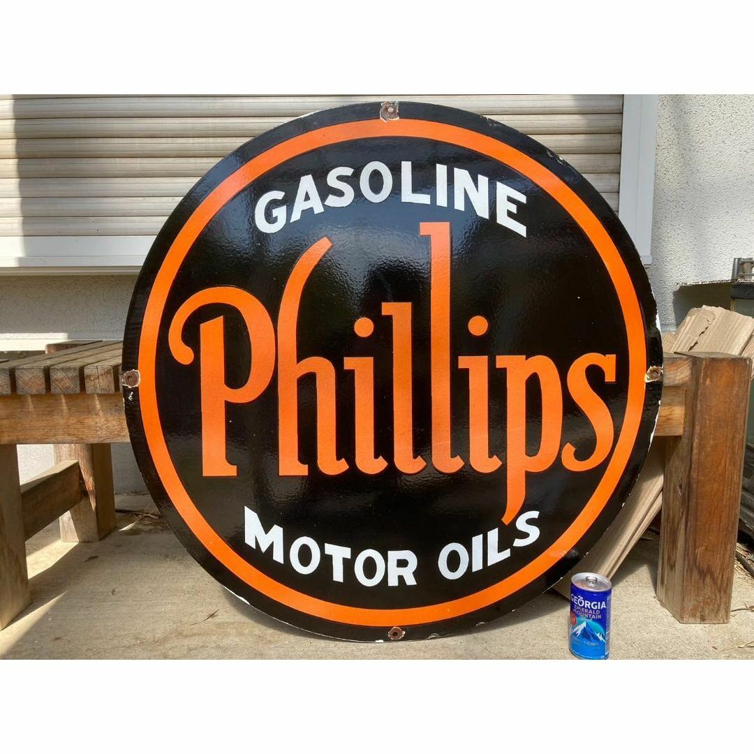 ビンテージ 大型 看板 PHILLIPS 66 OIL 直径76cm ガレージ インテリア/住まい/日用品のインテリア/住まい/日用品 その他(その他)の商品写真