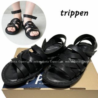 trippen - トリッペン nepal アンクル ストラップ メッシュ レザー サンダル 38