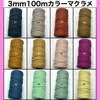 【2本目以降1本1200円】マクラメ ロープ 3mm カラー 糸 編み 紐 EE(生地/糸)