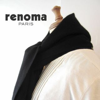 美品　renoma／レノマ★　カシミヤウールマフラー　黒(マフラー)