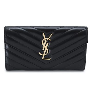 サンローラン(Saint Laurent)のサンローラン 長財布 レディース 372264 AAA44 1000 カサンドラ マトラッセ ラージ フラップ ウォレット YSL モノグラム キルティング レザー ブラック 黒 SAINT LAURENT(財布)