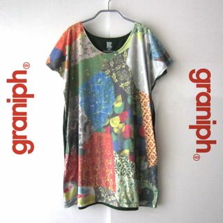 グラニフ(Graniph)の美品　graniph／グラニフ★　プリント切替　ポケット付きロングTシャツ(Tシャツ(半袖/袖なし))