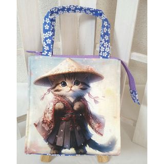 ✿両面限定パネル✿ねこ侍②　保温保冷ミニバッグ(雑貨)