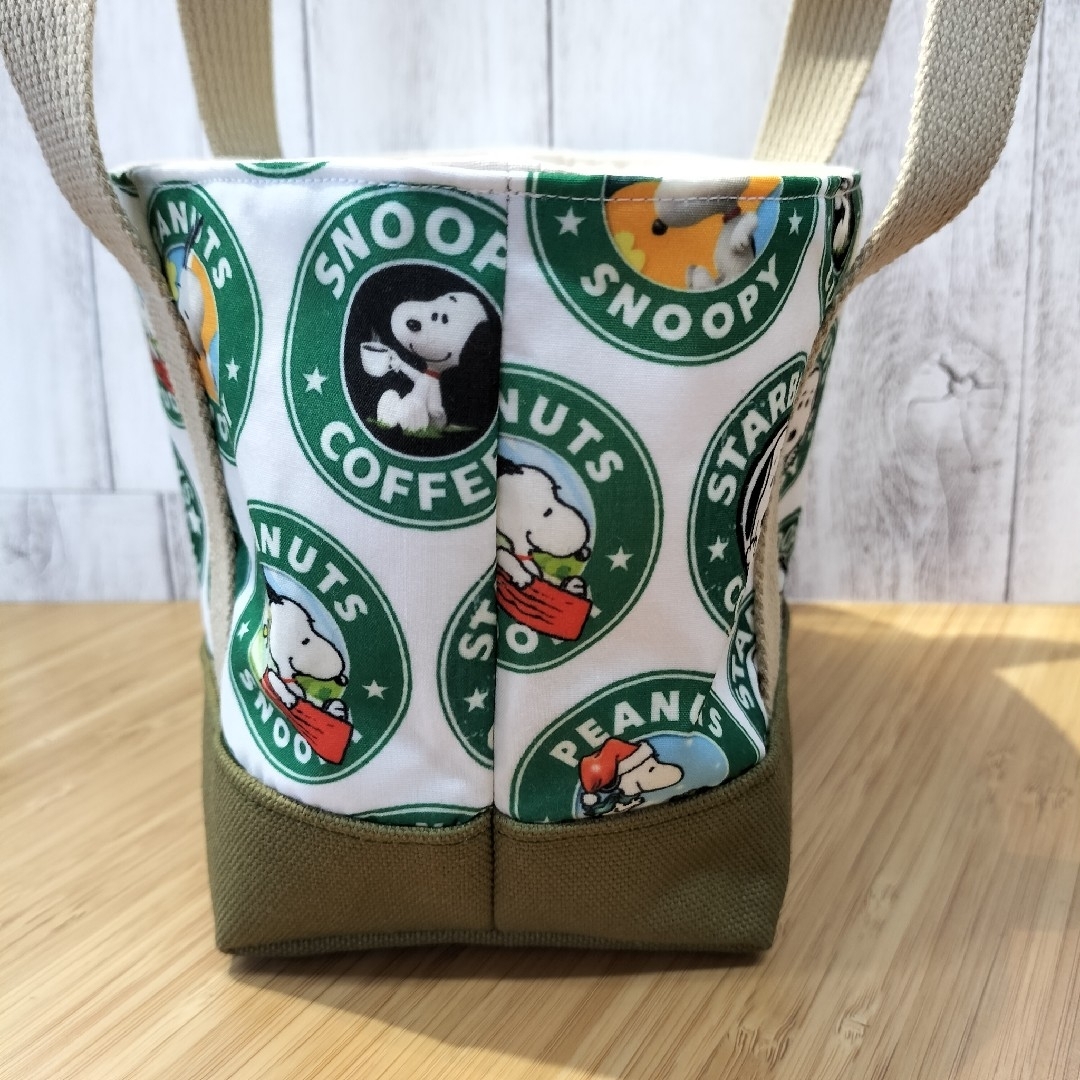 PEANUTS(ピーナッツ)のSNOOPY　スタバ　巾着トートバッグ　ミニバック　お弁当袋　Handmade ハンドメイドのファッション小物(バッグ)の商品写真