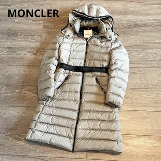 モンクレール(MONCLER)のモンクレール　MOKACINE　ベルト付き　ダウンコート　フード　ベージュ　0(ダウンジャケット)