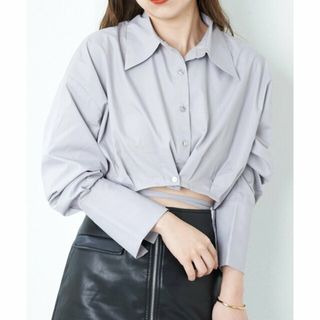 パルグループアウトレット(PAL GROUP OUTLET)の【グレー】【Chico】ウエストタックリボン短丈シャツ(シャツ/ブラウス(長袖/七分))