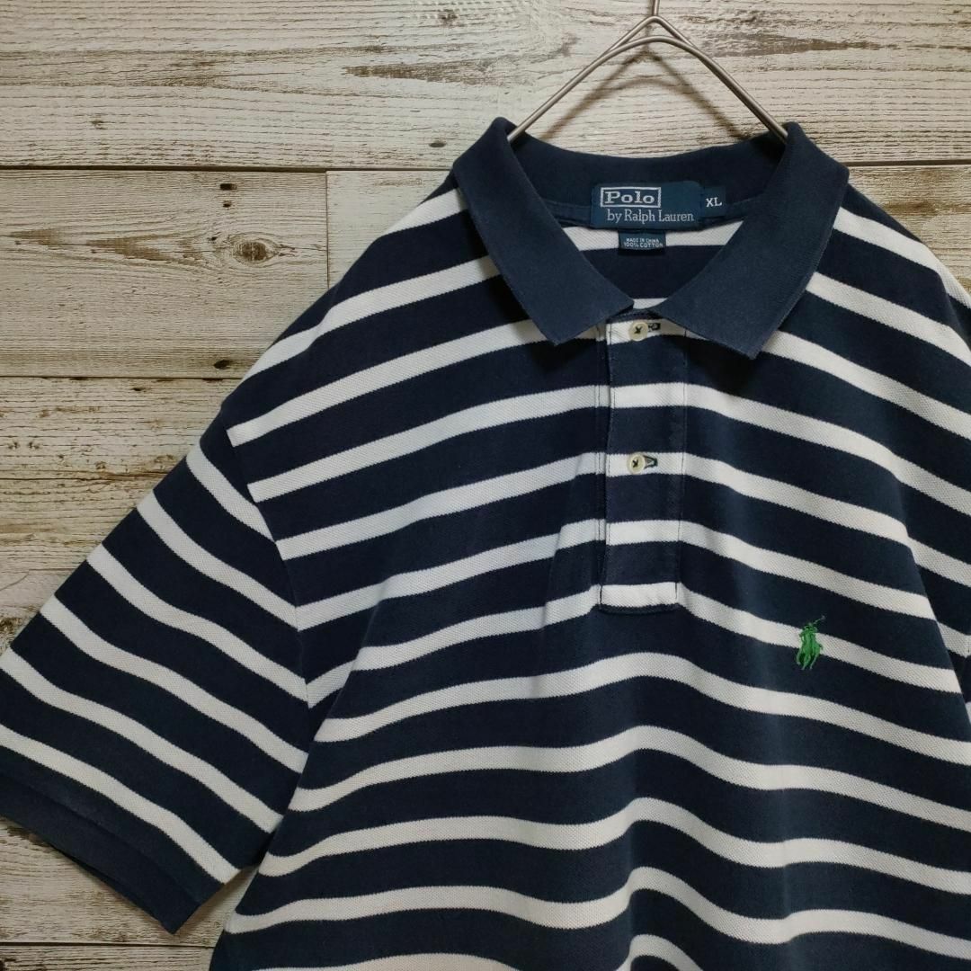 POLO RALPH LAUREN(ポロラルフローレン)の【570】ポロラルフローレン ボーダー　半袖ポロシャツ ＸＬサイズ古着 刺繍ロゴ メンズのトップス(ポロシャツ)の商品写真