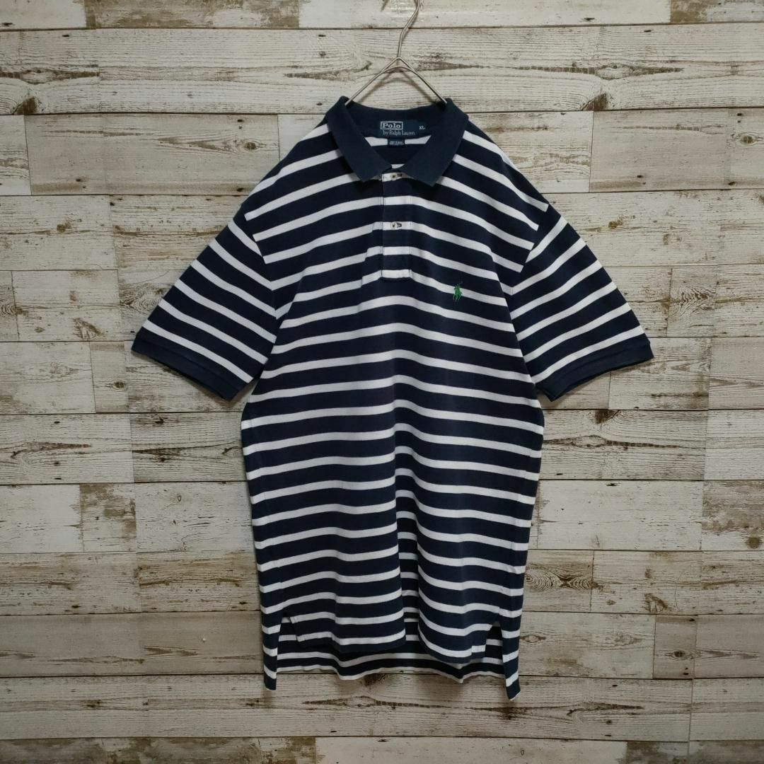 POLO RALPH LAUREN(ポロラルフローレン)の【570】ポロラルフローレン ボーダー　半袖ポロシャツ ＸＬサイズ古着 刺繍ロゴ メンズのトップス(ポロシャツ)の商品写真