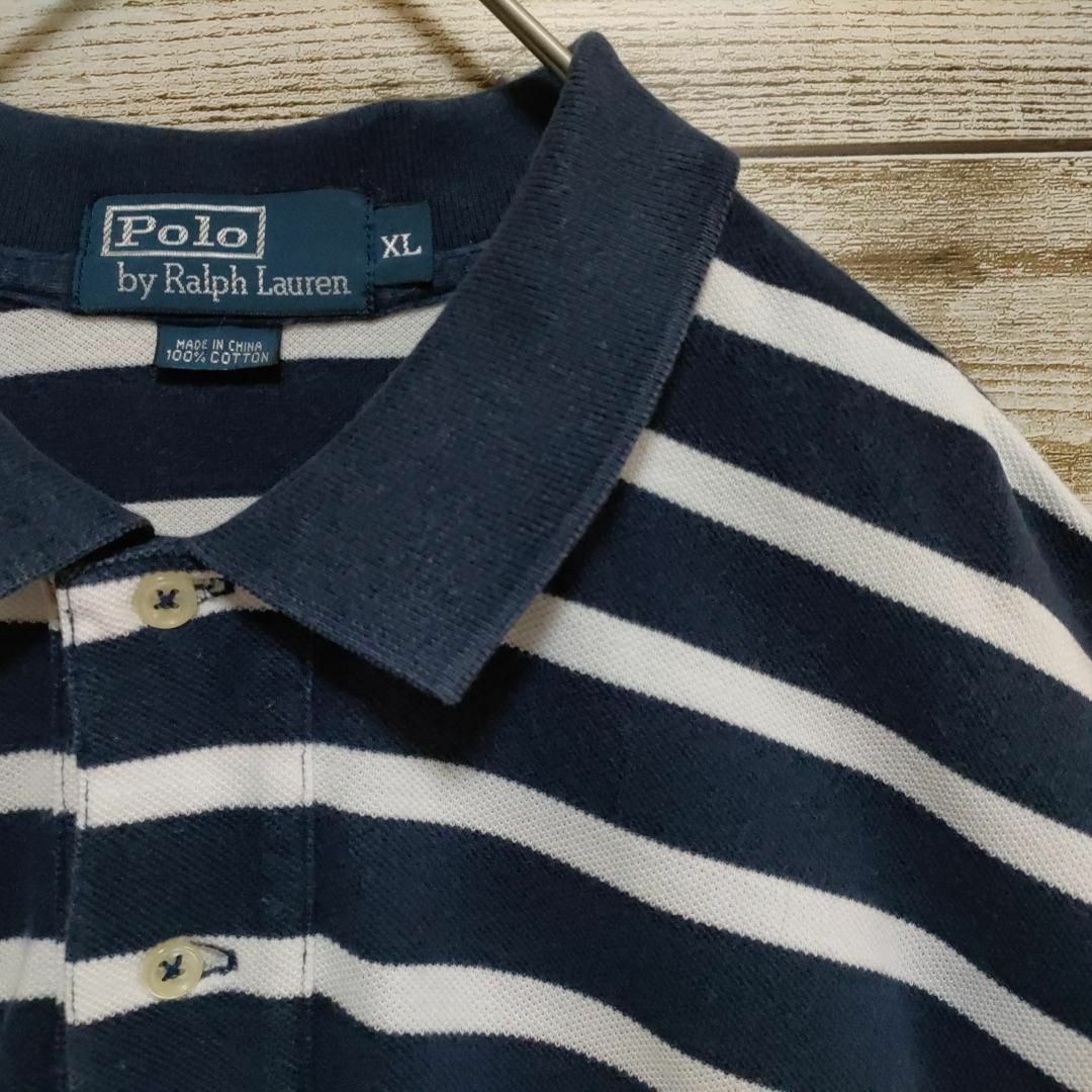 POLO RALPH LAUREN(ポロラルフローレン)の【570】ポロラルフローレン ボーダー　半袖ポロシャツ ＸＬサイズ古着 刺繍ロゴ メンズのトップス(ポロシャツ)の商品写真