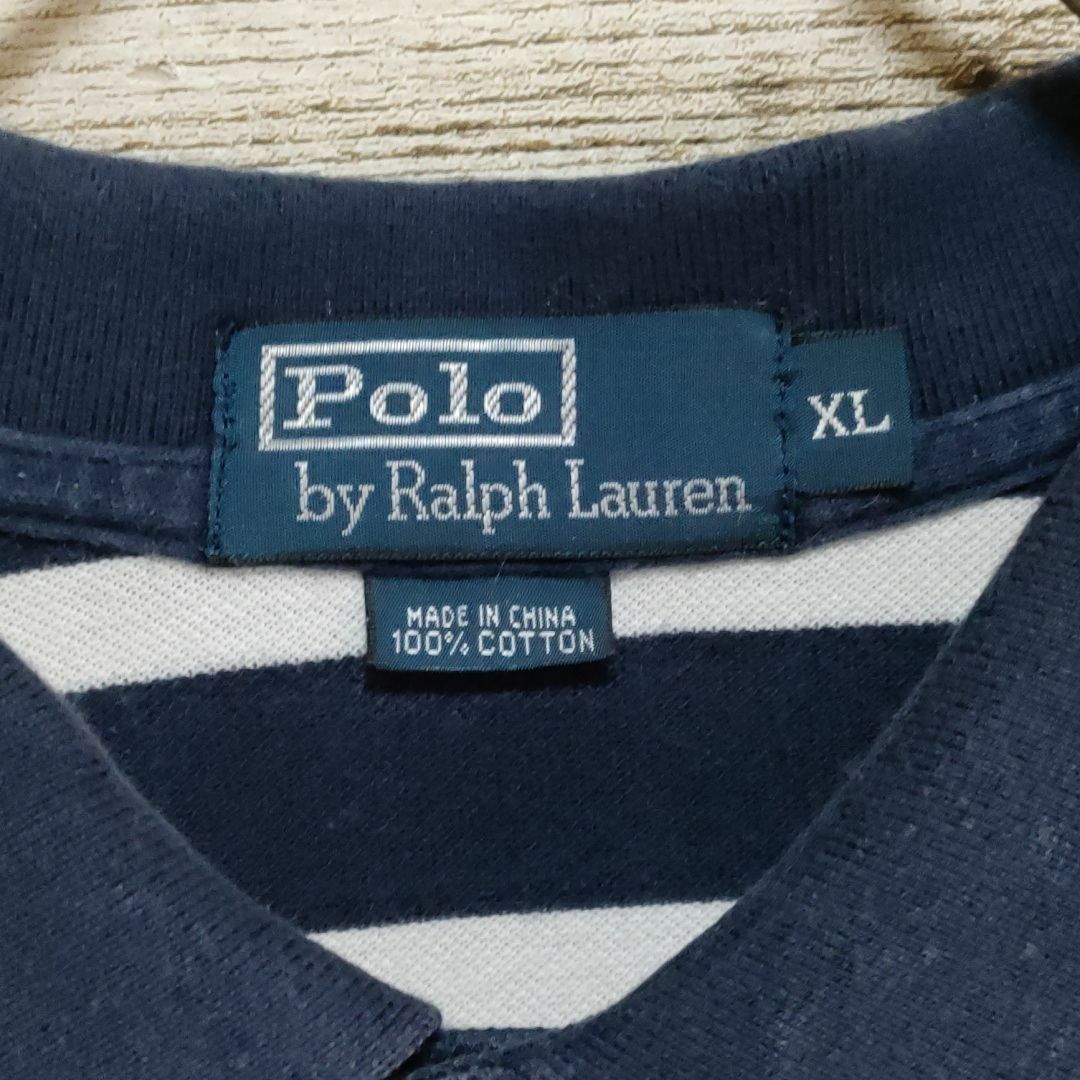 POLO RALPH LAUREN(ポロラルフローレン)の【570】ポロラルフローレン ボーダー　半袖ポロシャツ ＸＬサイズ古着 刺繍ロゴ メンズのトップス(ポロシャツ)の商品写真