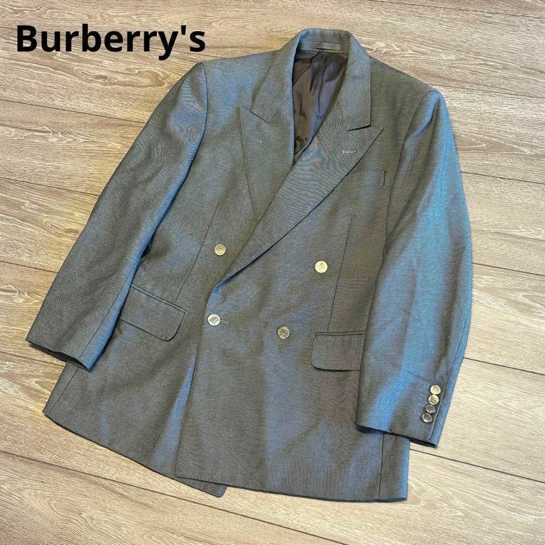 BURBERRY(バーバリー)のバーバリー　ダブルブレスト　銀ロゴボタン　テーラードジャケット　ブレザー　グレー メンズのジャケット/アウター(テーラードジャケット)の商品写真