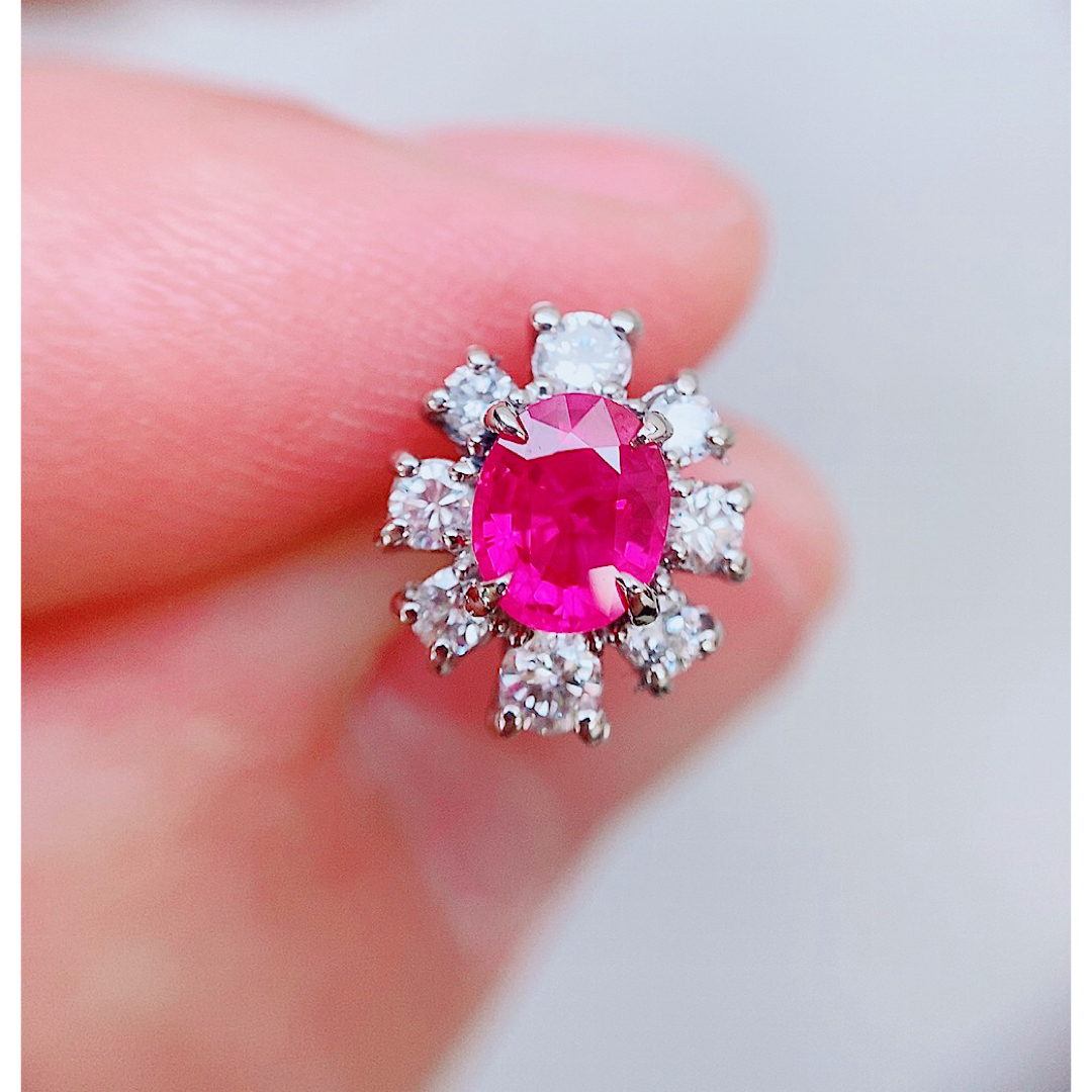 ★1.76ct★✨ルビー0.90ctダイヤモンドプラチナピアスイヤリングスタッド レディースのアクセサリー(ピアス)の商品写真